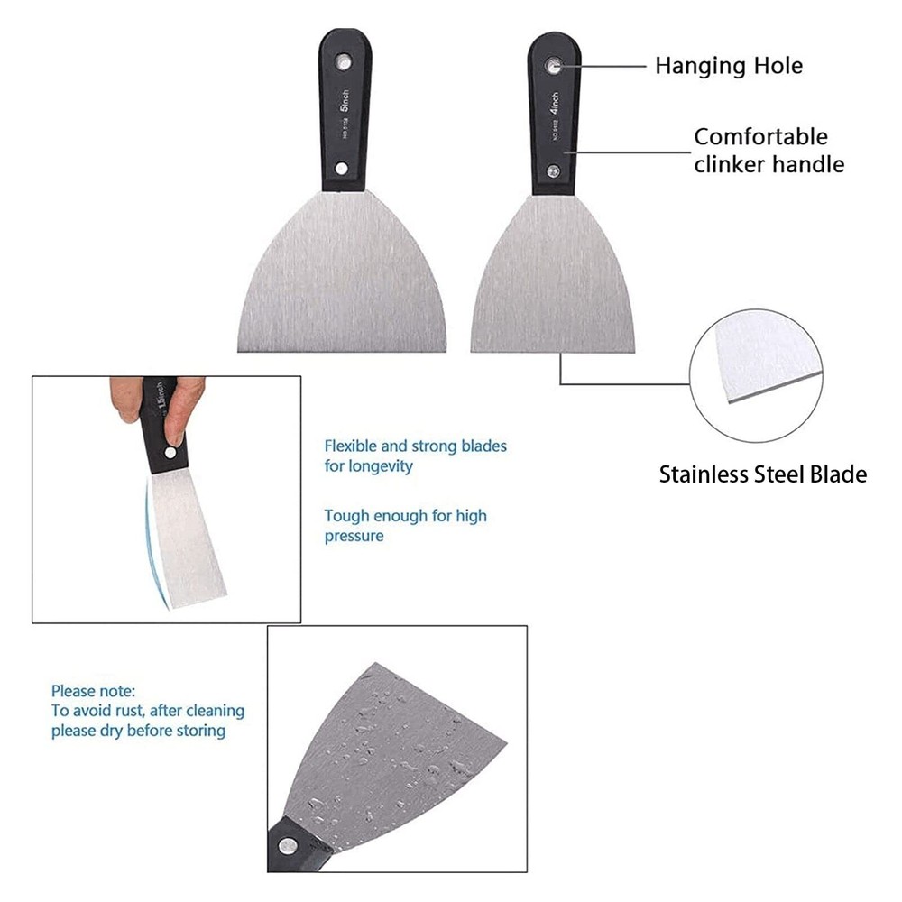 7 PCS Drywall Tools,Putty Knife,Paint Scraper Tool With Storage Bag,Stainless...