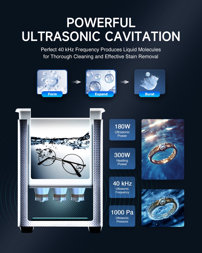 CREWORKS 6L Ultrasonic Cleaner with Control Panel Ultrasonic Cleaning Machine