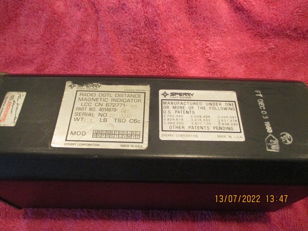 SPERRY FLIGHT SYSTEMS # 4014879-901 DISTANCE INDICATOR UNTESTED FREE SHIPPING