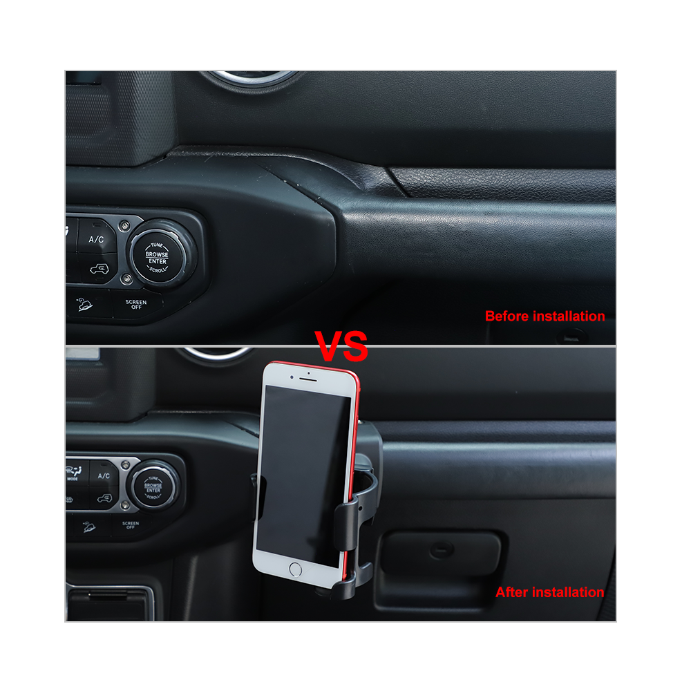 Multi-Function Phone Mount Cup Holder Stand Bracket For Jeep Wrangler JL 2018+