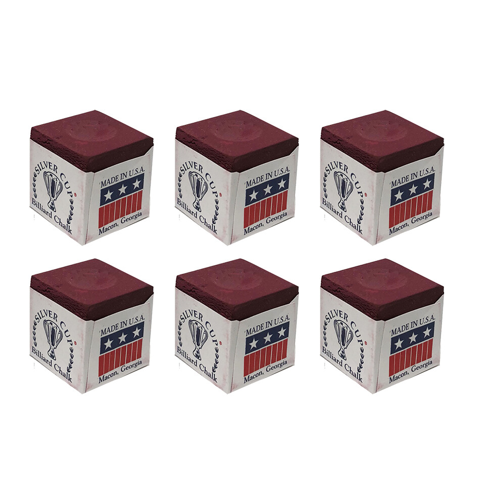 Silver Cup 6 Wine Billiards Pool Cue Chalk