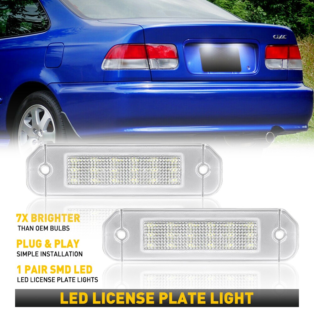 AUXITO 18LED Light License Plate Tag Lamp 6000K Canbus For 1992-2000 Honda Civic