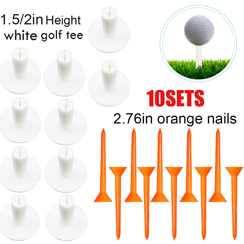 10 Sets Golf Rubber Tees Holder Tee Range Driving Practice Mat Size 1.5’’ 2.0’’