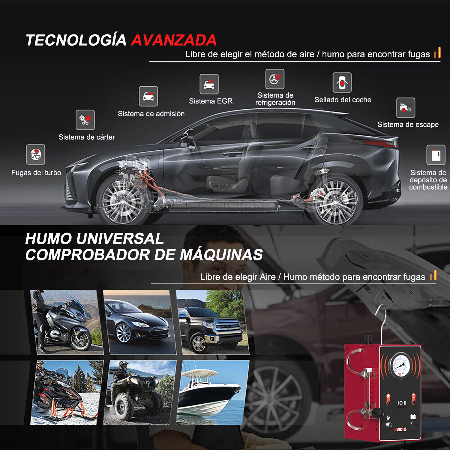 ANCEL S300 Automotive EVAP Smoke Machine Diagnostic Tool Vacuum Leak Detection