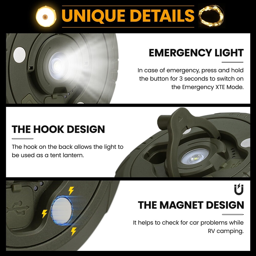 EverBrite Rechargeable LED Camping String Light 29.5FT Outdoor Tent Light 8 Mode