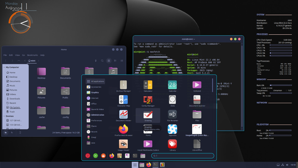 Linux Mint Latest Cinnamon 128GB SSD 2.5" Latest Version Installed (BIOS) 64-Bit