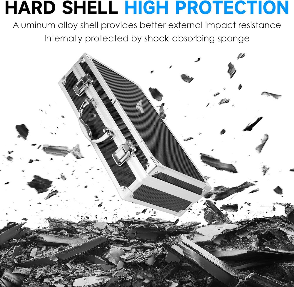 Professional Microphone Case Hard Shell Carrying 2 Wireless Mics Aluminum Frame