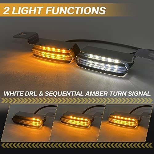 Mini LED Turn Signals Motorcycle Front Sequential Black with White/Amber light