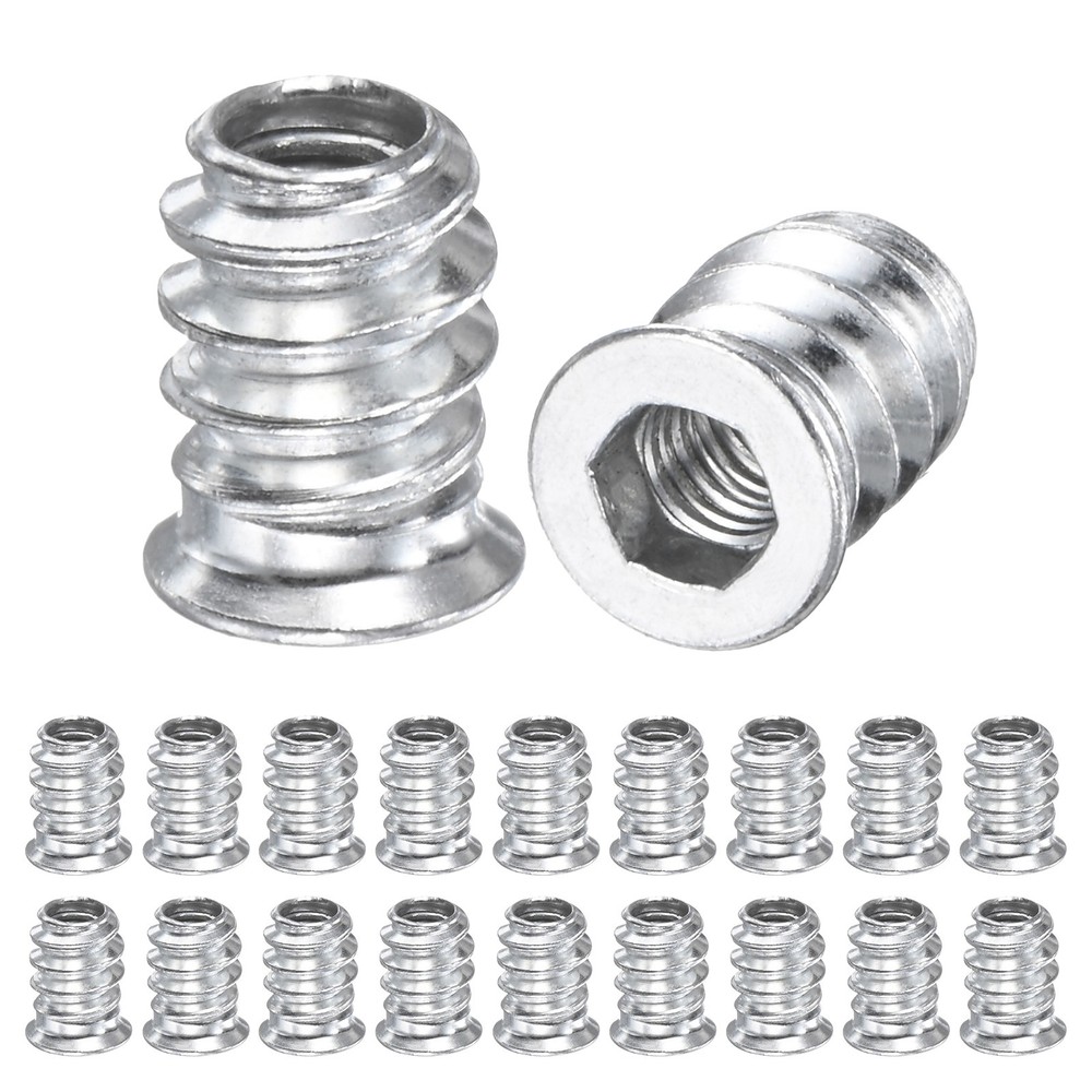 20-Pack Threaded Inserts for Wood, M5x12mm Threaded Insert Nuts [Silver Tone]