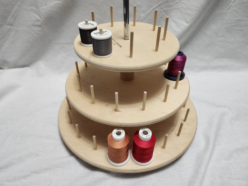 E-Z THREAD CAROUSEL 3 Tier Sewing 42 Spools + Adjustable Thread Holder