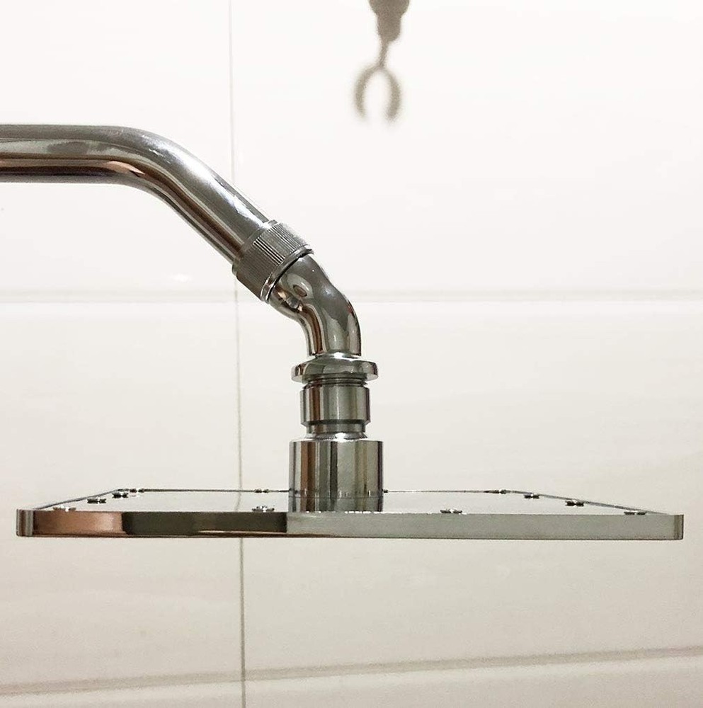 Brushed Nickel 45-Degree Shower Head Elbow Adapter - Solid Brass & Compact
