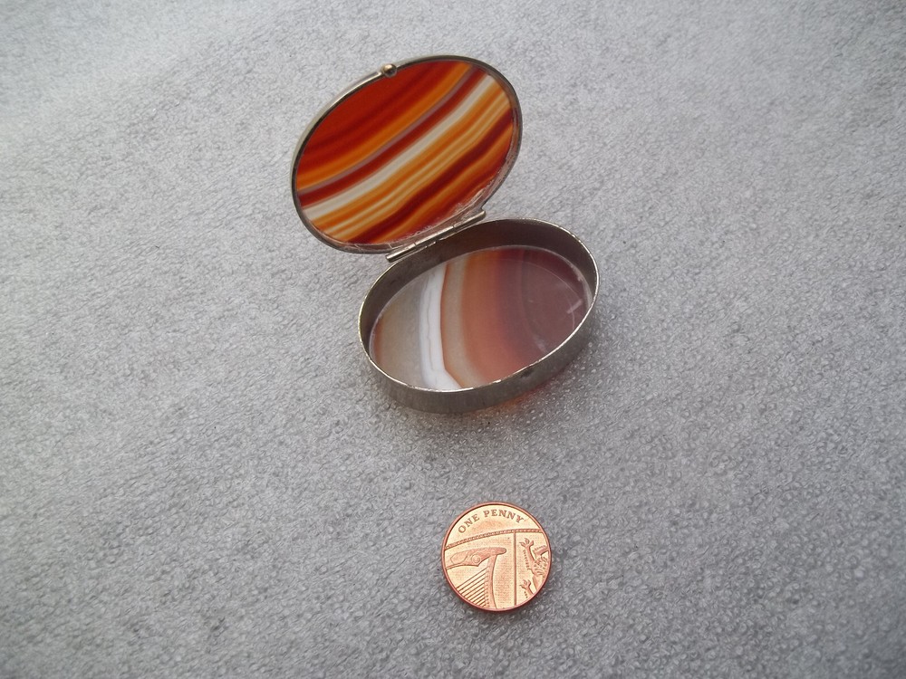 Vintage Silver & Agate Box