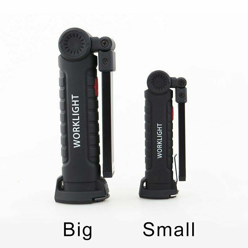 Rechargeable COB LED Slim Work Light Lamp Flashlight Inspect Folding Torch 18650