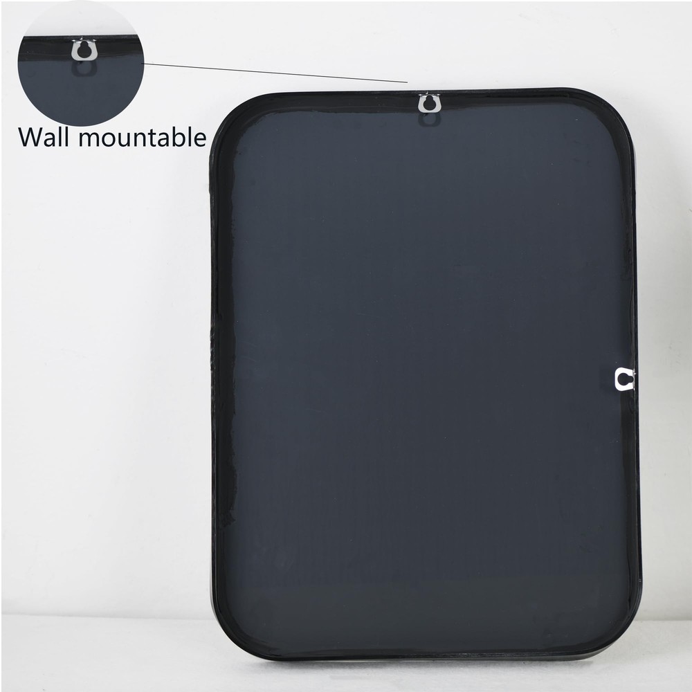 Aluminum Metal Framed Mirror with Rounded Corners, Rust Resistant, Wall Mount...