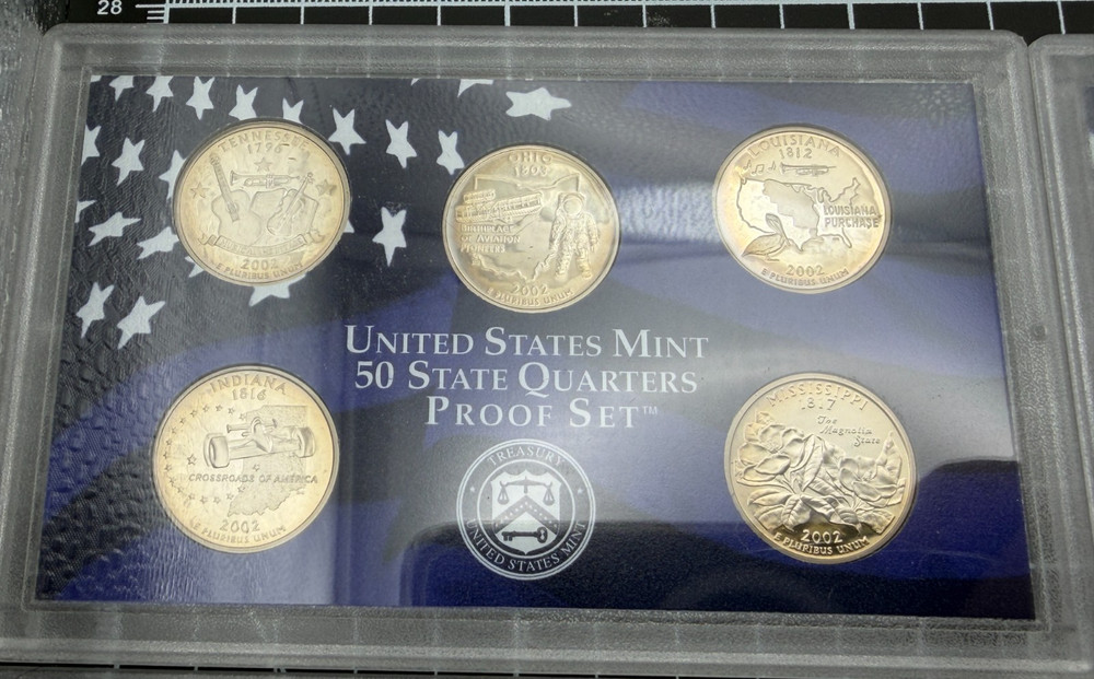 1999, 2000, 2002, 2004, 2005, 2006, 2007, 2008 PROOF Clad State Quarter Sets