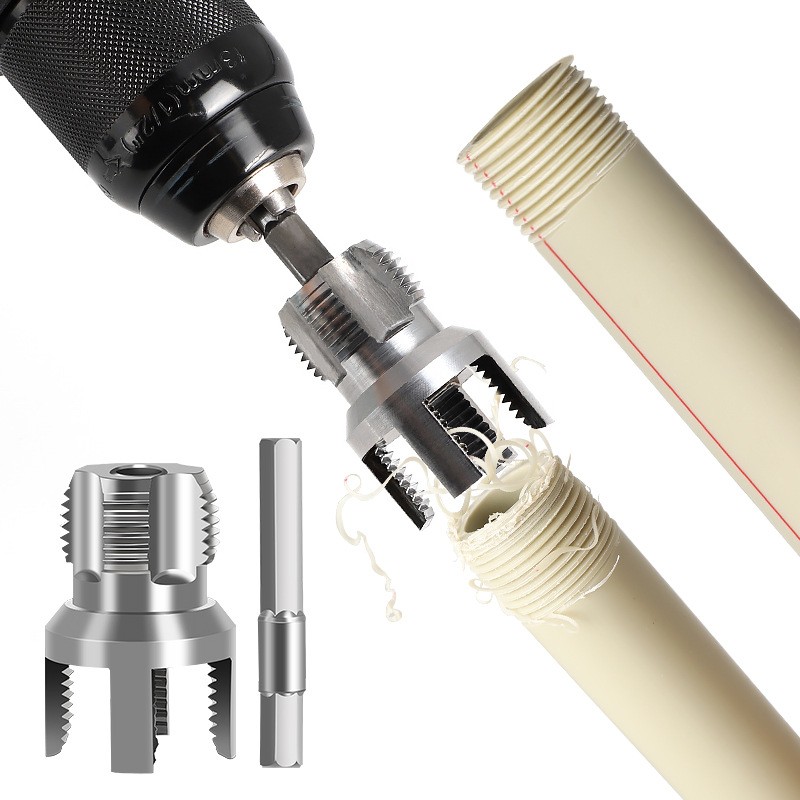 Integrated Internal & External Pipe Threading Tool For 1/2'' + 3/4'' Water Pipe