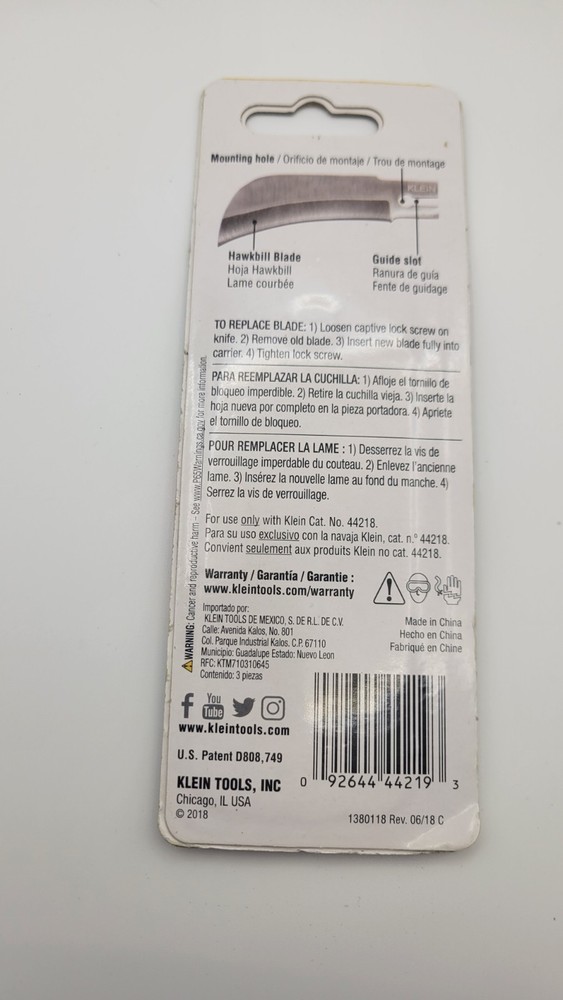 Klein Tools 44219 Replacement Hawkbill Blade 3-Pack