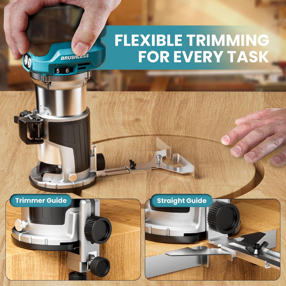 Cordless Compact Router Compatible with Ma-Kita Battery (Bare Tool), 6 Variable