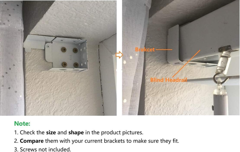 2-Pack Box Mounting Brackets for Low Profile Horizontal Blinds 1-3/4 x 2-1/2