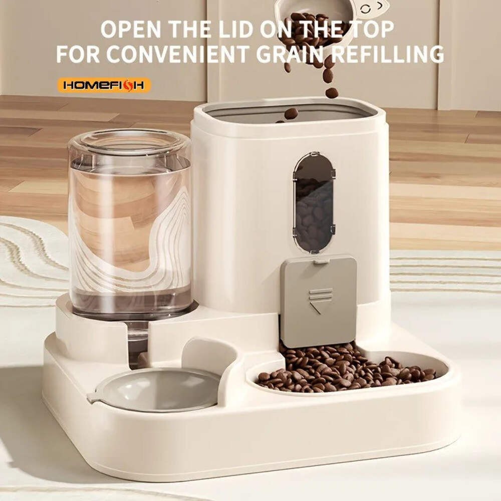 Automatic 2-in-1 Cat Feeder & Water Dispenser - Space-Saving Solution