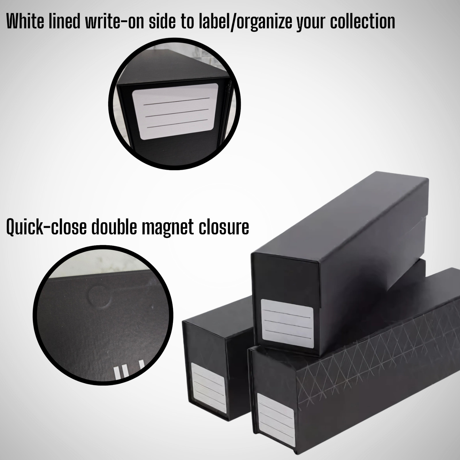 Trading Card Storage Boxes - Fits Magnetic Closure & Top loaders, Pack of 3