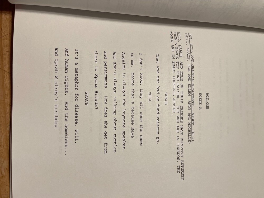 WILL & GRACE TV SERIES SHOW SCRIPT A DOGS LIFE TABLE DRAFT
