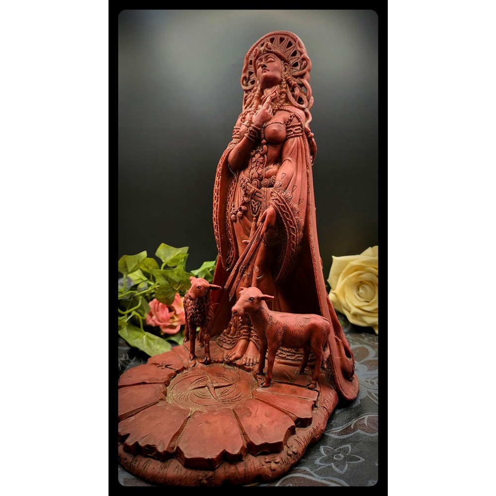 Celtic Goddess Brigid Statue Hearth Fire Altar Figurine