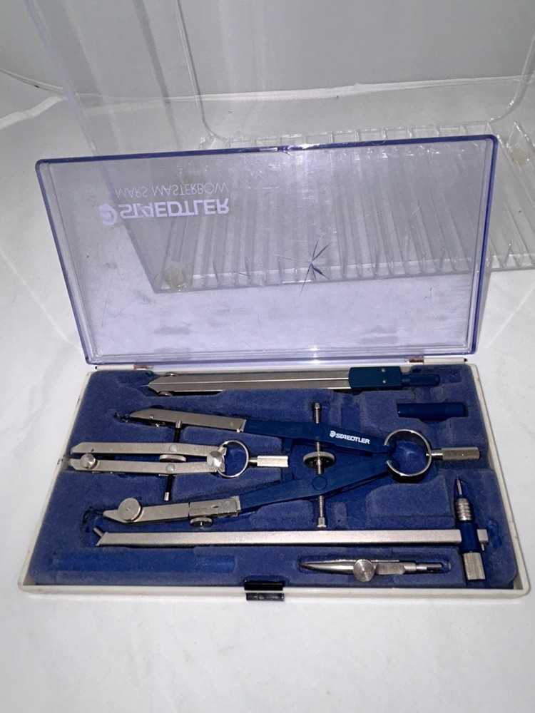 6-Piece Staedtler Mars Superbow Compass Set Germany Drafting Tools Vintage NOTE