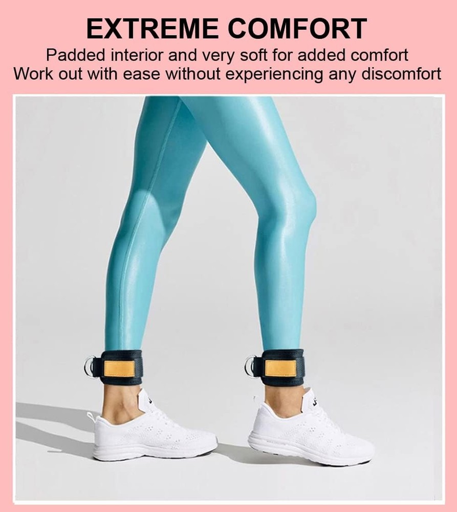 Ankle Strap for Cable Machine, 1 Pair Bands Working Out Black