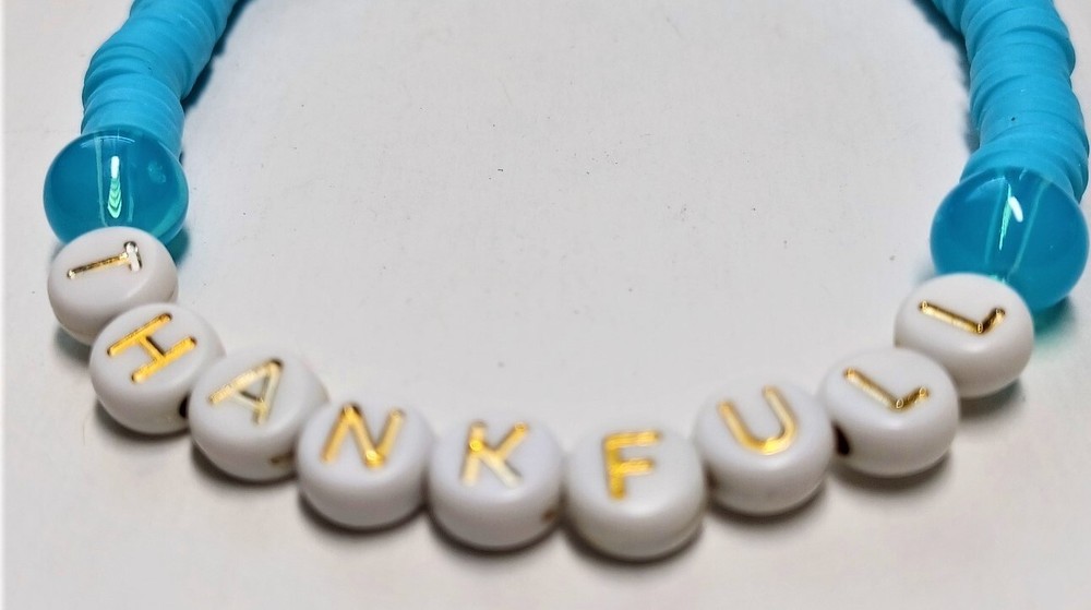 Faith Based Stretchy Thankful Beaded Bracelet
