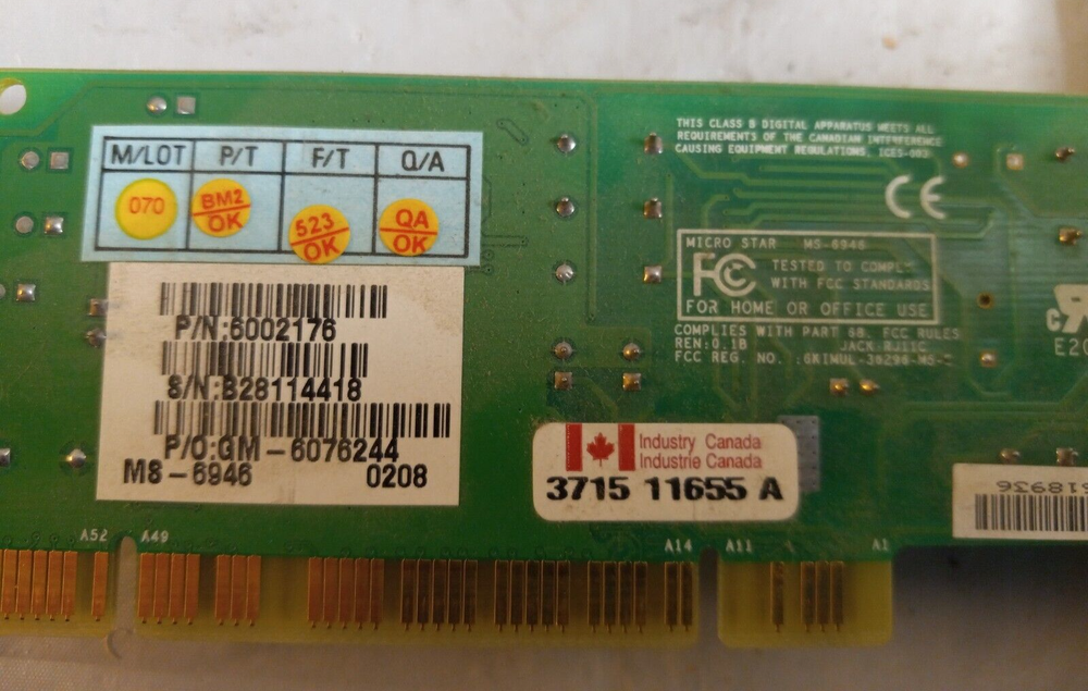 MICRO STAR MS-6946 56K Modem Desktop PC Card