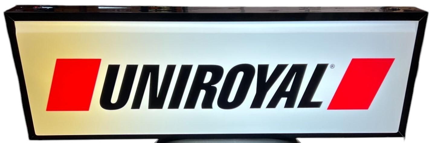 UNIROYAL Lighted Tire Dealer Sign White/Black Letters Single Sided Hanging Sign