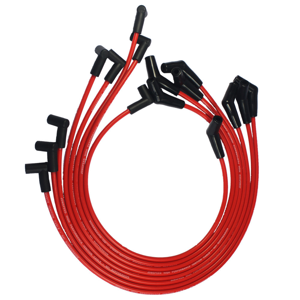 HEI RED Spiral Core SPARK PLUG WIRES 45 DEGREE END For BBC CHEVY 396-427-454-502