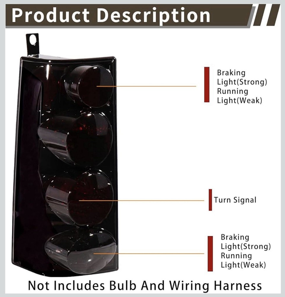 Tail Light Halogen Compatible With 2003-2023 Chevy Express GMC Black Smoke