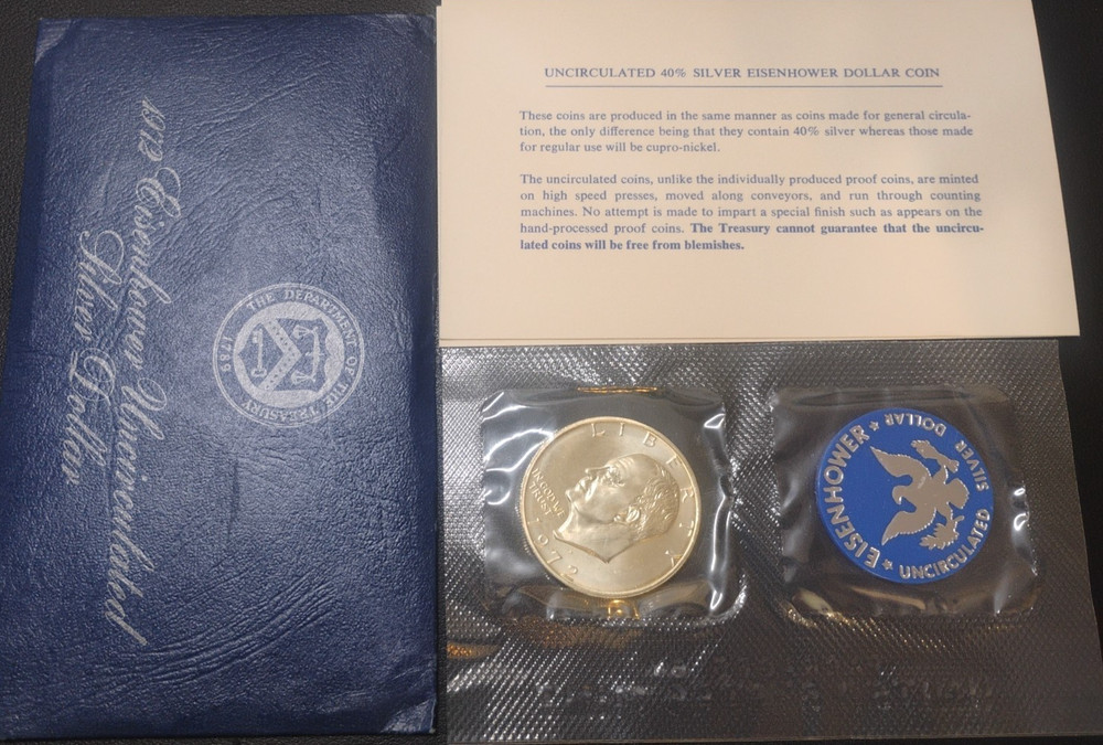 1972-S Eisenhower Silver Dollar 40% Uncirculated OGP Blue Envelope US Mint