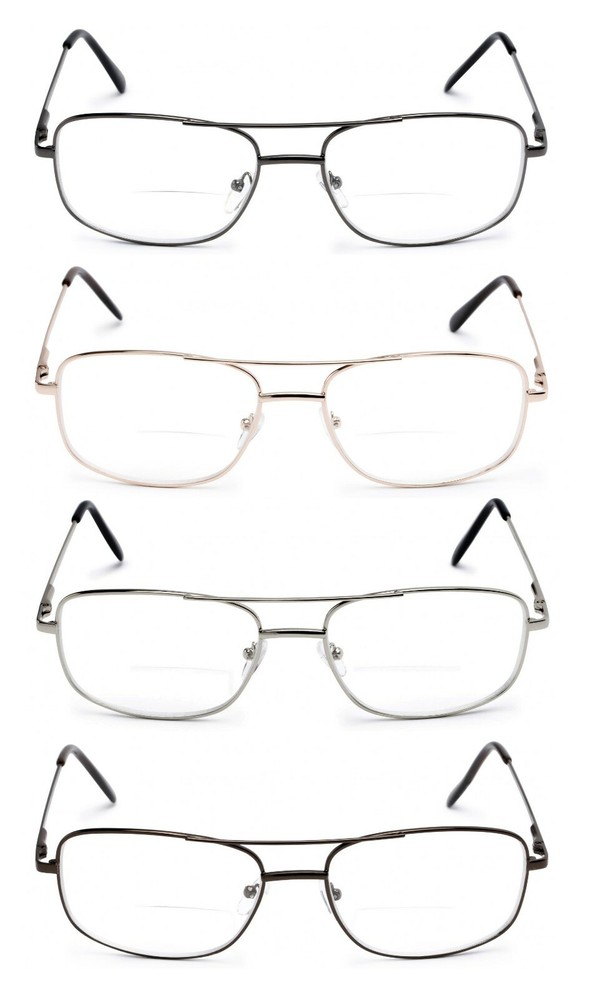 1 or 2 Pairs Metal Frame Inner Bifocal Reader Reading Glasses Spring Hinges