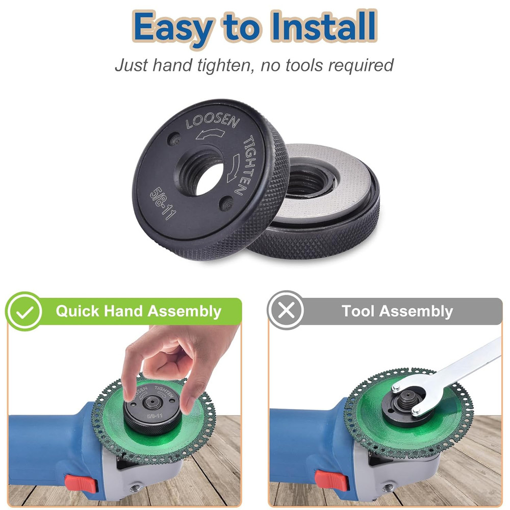 5/8"-11 Thread Angle Grinder Flange Nut, Self Tightening Lock Nut for Angle G...