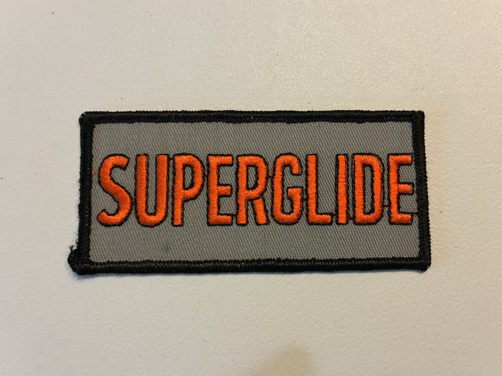 4 1/2" Harley Davidson Super Glide patch Orange Grey Rectangle Motorcycle