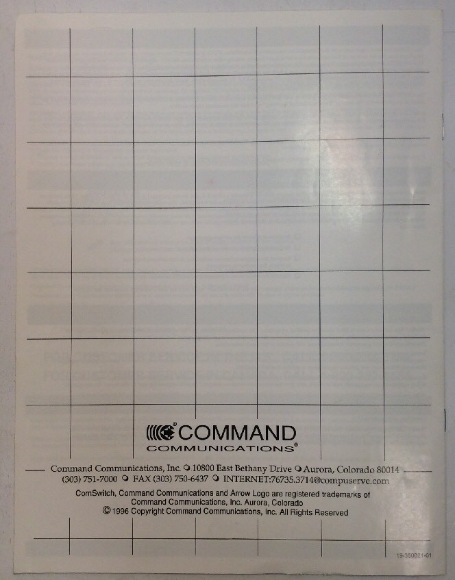 ComSwitch 3500 Operator’s Guide Command Communications PreownedBook.com