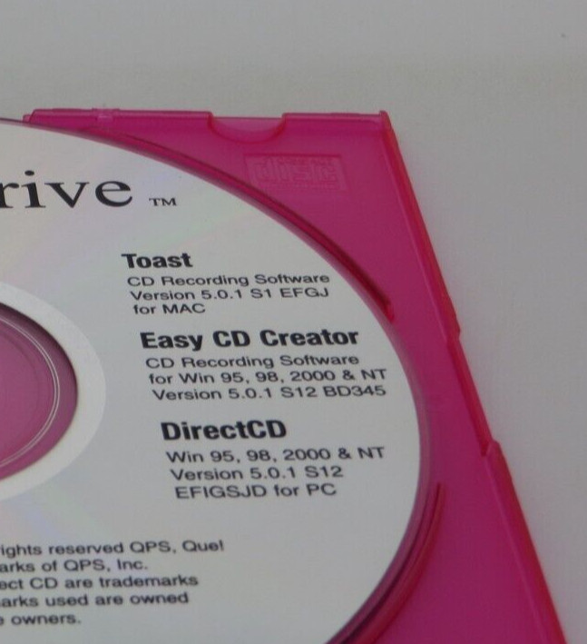 QUE Drive Installation CD Windows PC Software Toast / Easy CD Creator / DirectCD