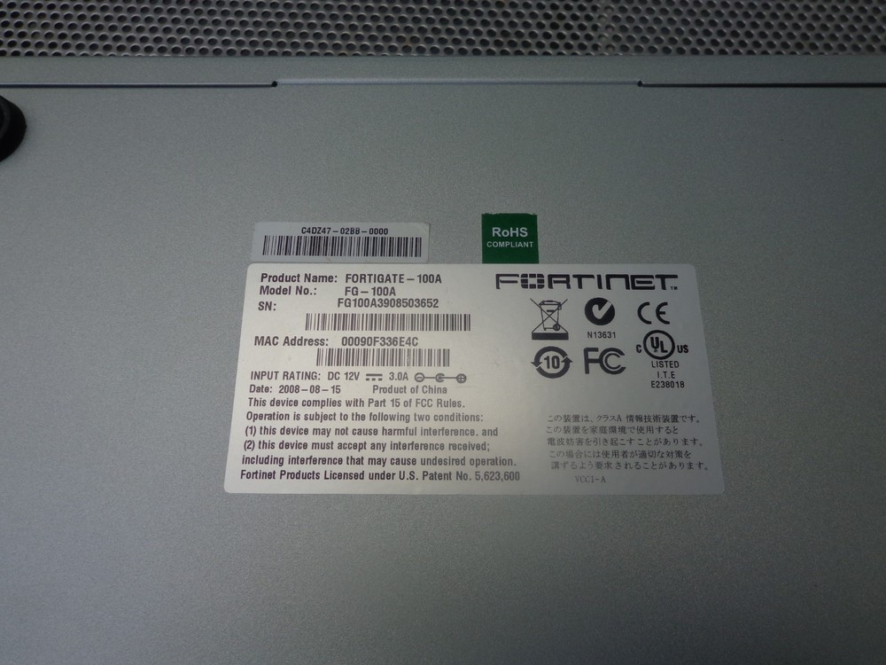 Fortinet Fortigate 100A FG-100A Firewall Appliance (NEED AC ADAPTER)