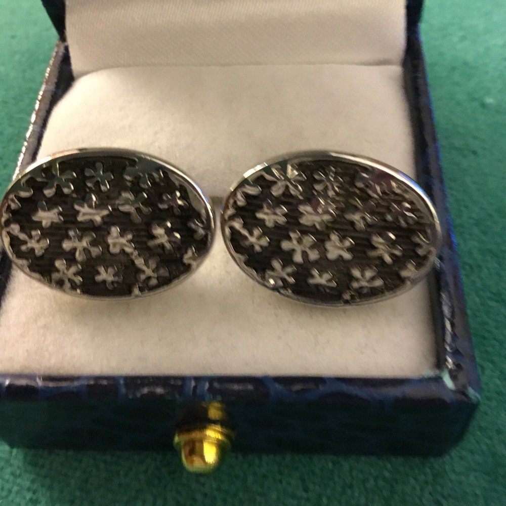 Black and Silver Tone Cufflinks Good Condition