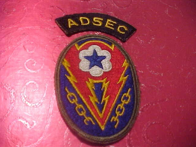 CERTIFIED WW2 U.S. ARMY ADSEC ADVANCED BASE PATCH ORIGINAL UNUSED NO GLOW TYPE 2