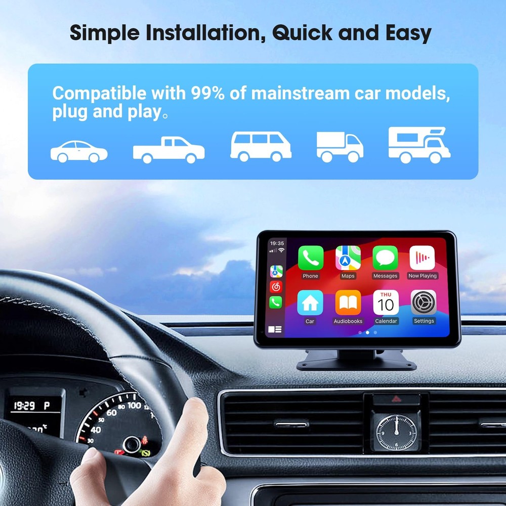 7" Portable Wireless CarPlay & Android Auto Car Stereo with Backup Camera, 7"...