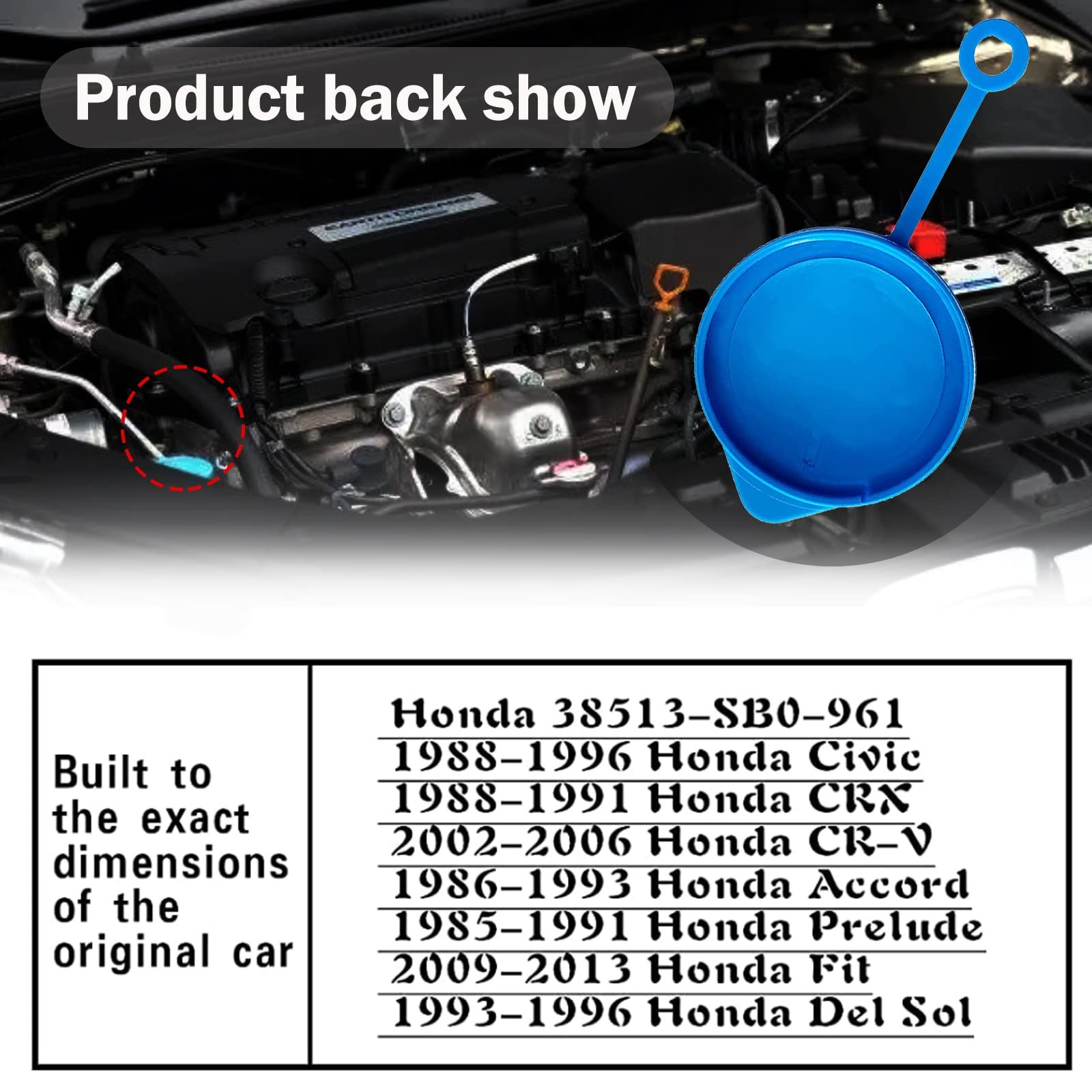 Windshield Washer Cap 38513-SB0-961 for Honda Accord Civic