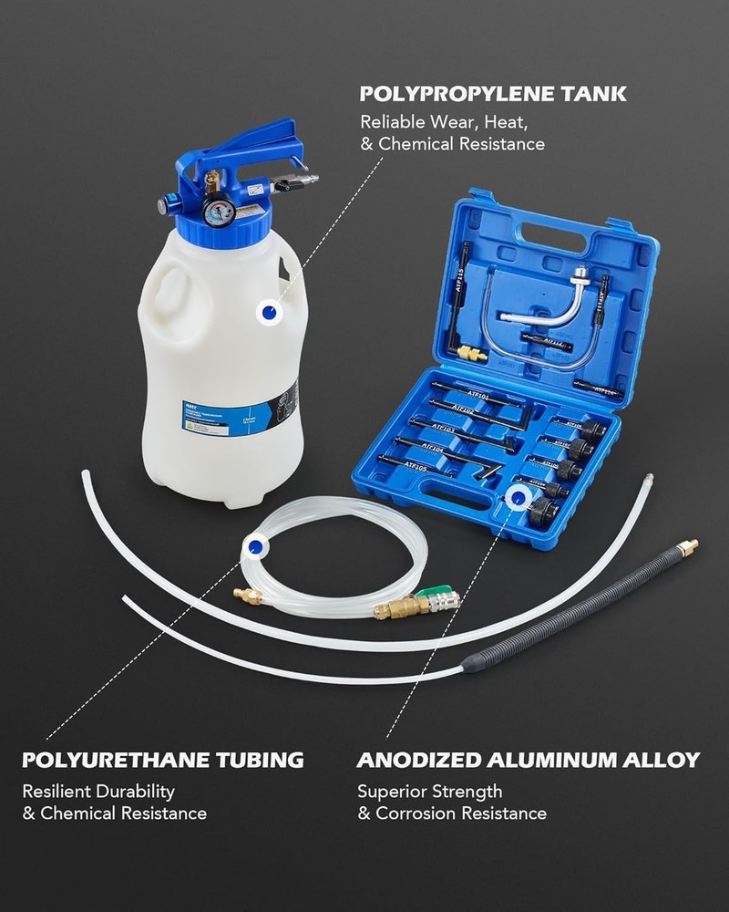 Efficient 10L Transmission Fluid Extractor with 15 ATF Adapters - Compact Design