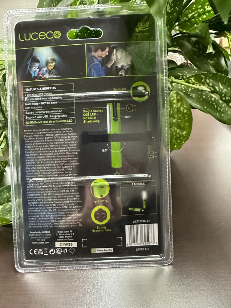 Luceco Tilting Mini Inspection Torch 5V 1.5W USB Charged
