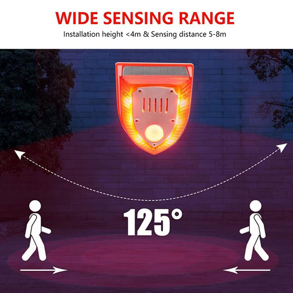 Solar Alarm LED Light Solar Strobe Light Wireless Motion Sensor Detector Outdoor