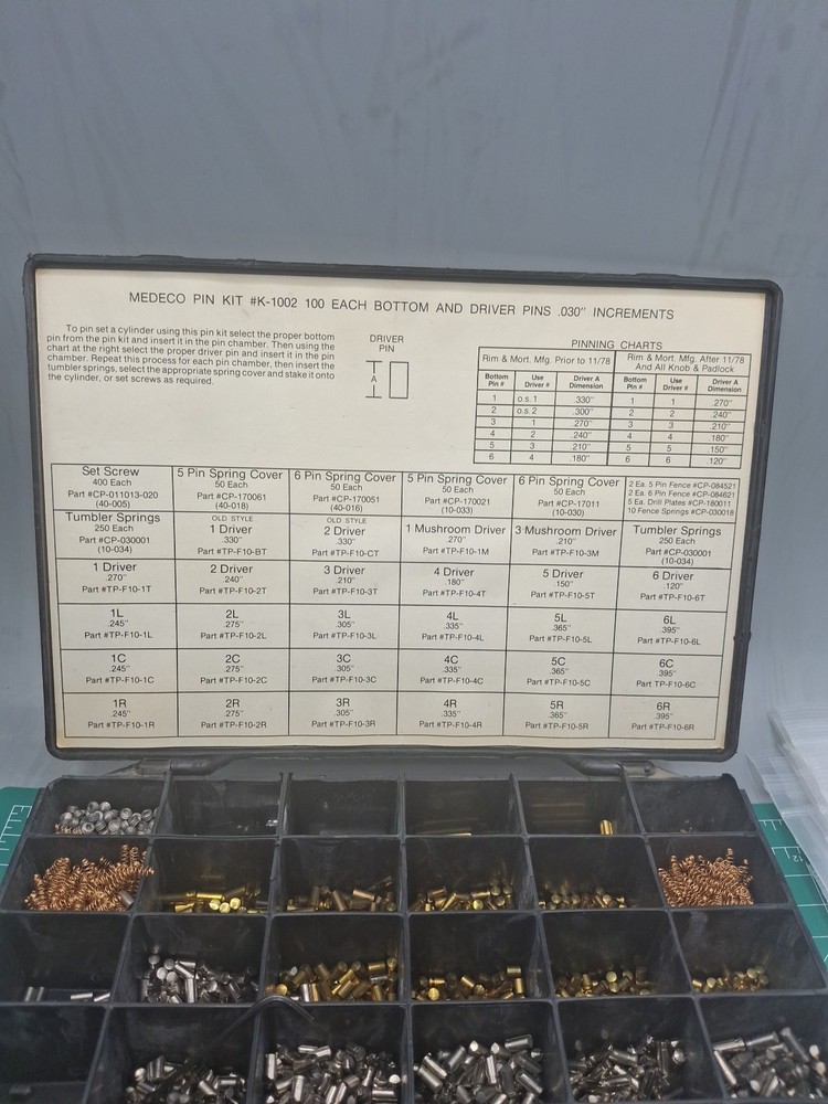 MEDECO ~ K-1002 PIN KIT ~ Locksmith Locksport High Security .030" INCREMENTS