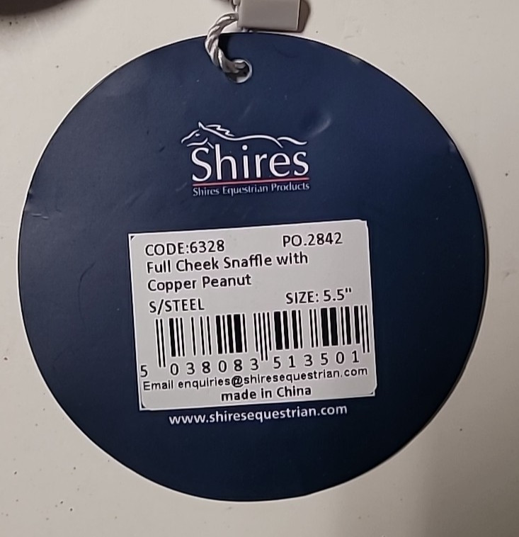 FULL CHEEK SNAFFLE WITH COPPER PEANUT (5.5") 6328
